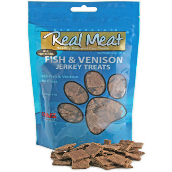 REAL MEAT ALL NATURAL FISH AND VENISON JERKEY DOG TREATS