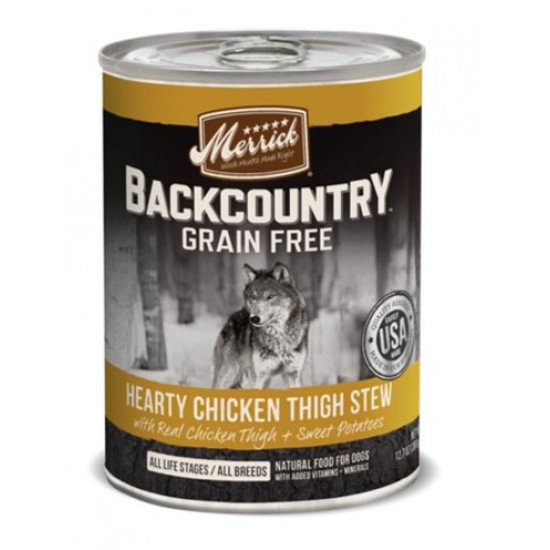 Merrick Backcountry Grain-Free Hearty Chicken Thigh Stew Canned Dog Food 360g