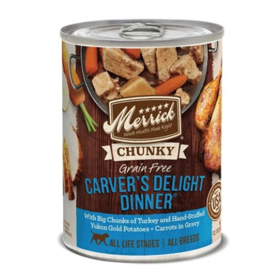 Merrick Chunky Grain Free Carver’s Delight Dinner Canned Dog Food 360g MCGF001